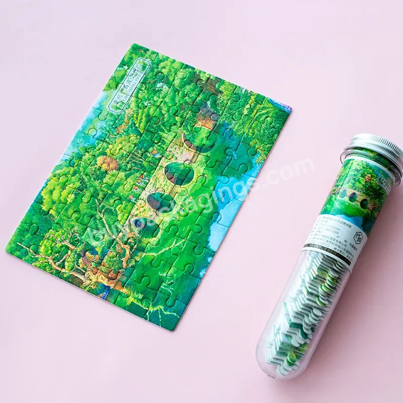 Portable Storage Tube Luxury Paper Cardboard Kraft Material Puzzle Jigsaw Cartoon Green Scenery Design Rigid Puzzle Frame - Buy Cartoon Pattern Green Scenery Paper Puzzle Jigsaw,Custom Printing Cardboard Paper A3 A5 30 100 300 500 1000 Pieces Puzzle,