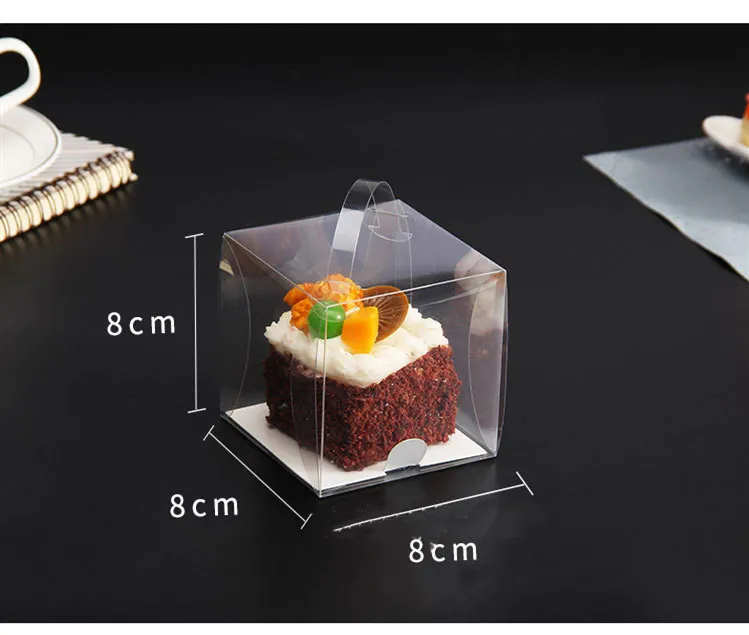 Portable Transparent Bread Carry PET Plastic Clear Cake Box With Handle