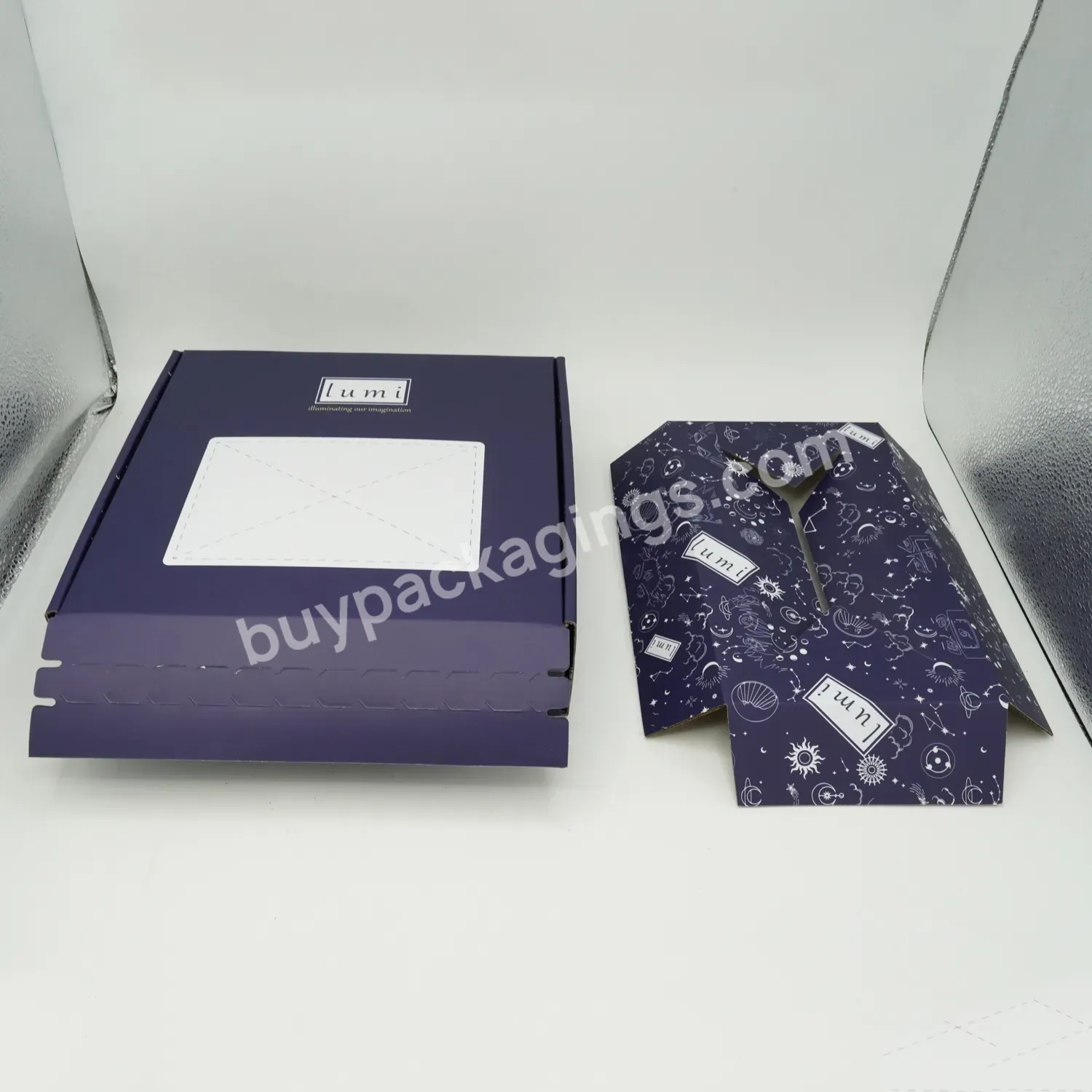 Postal Mailing Adhesive Strip Gift Box Packaging Manufacture Custom Logo Purple Self Seal Mailer Box