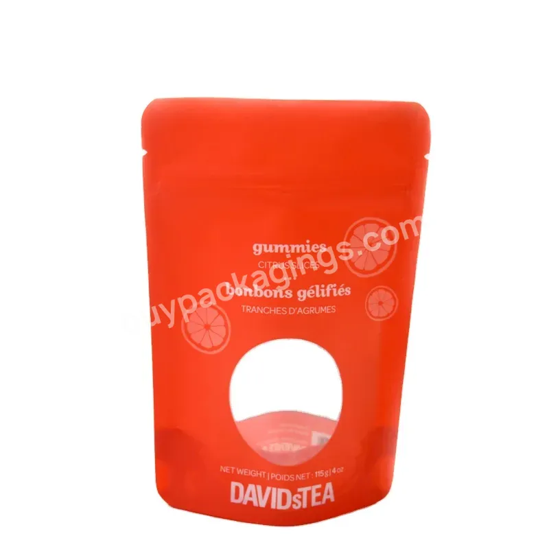 Pouch Candy Treat Custom Logo Bags Transparent Window Matte Surface Food Packaging Stand Up Zip Bags Pouch