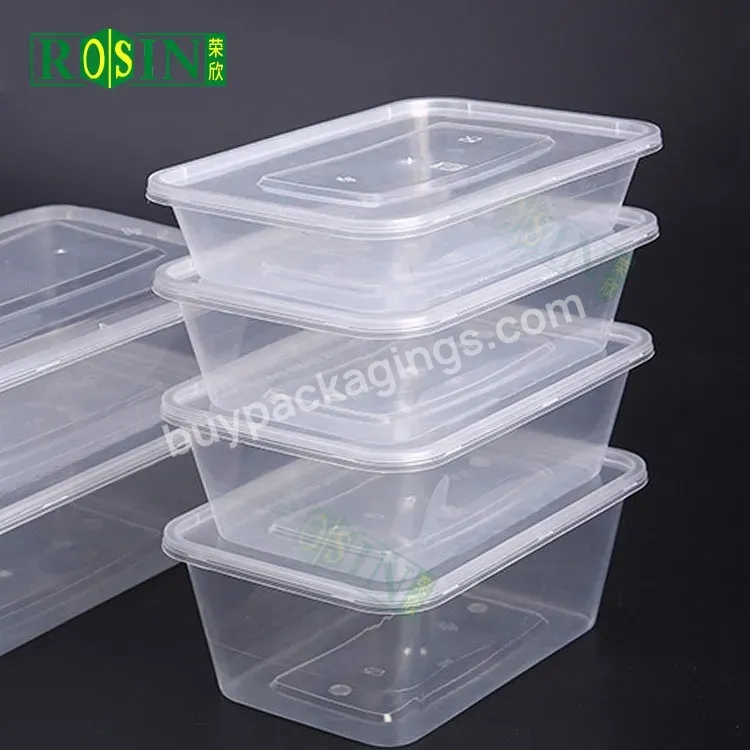 Pp Disposable Clear Plastic Microwave Rectangular Takeaway Lunch Box Food Container For Custom Packaging 750ml