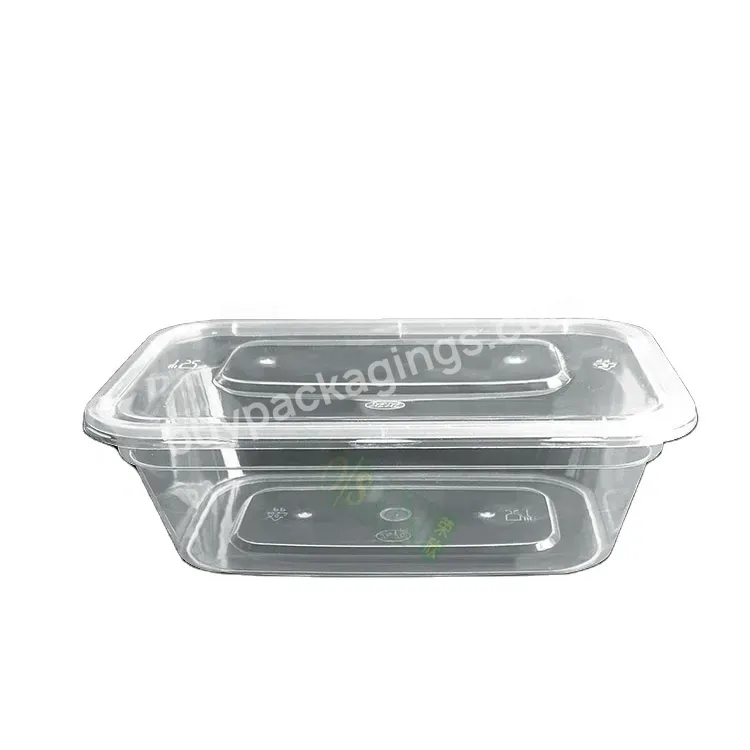 Pp Disposable Clear Plastic Microwave Rectangular Takeaway Lunch Box Food Container For Custom Packaging 750ml