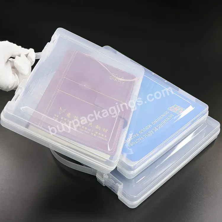 Pp File Folder Plastic Injection Mold Hanger Transparent Clamshell Stationery Pencil Office Convenient Storage Box With Handle