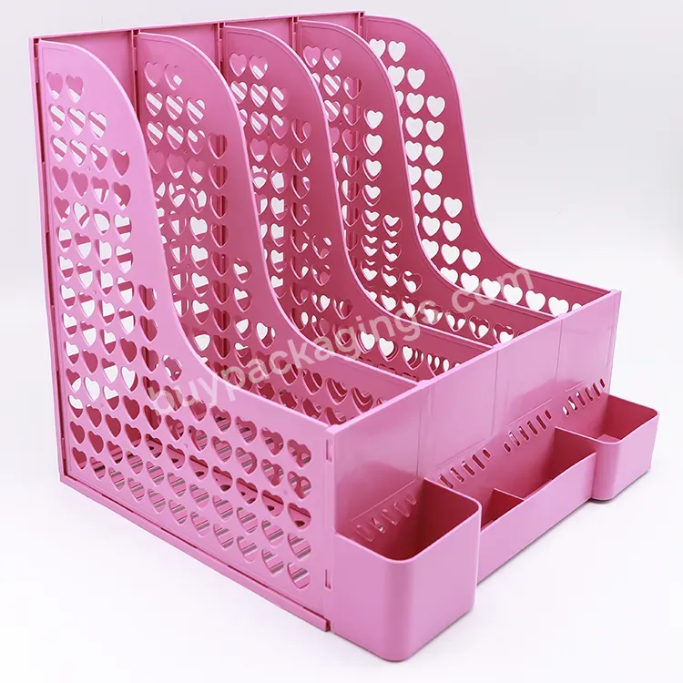 Pp Shelf A4 Desk Organizer Storage Magazine Rack Holder Office With Drawer Paper Four Up Plastic 4 Layer File Tray