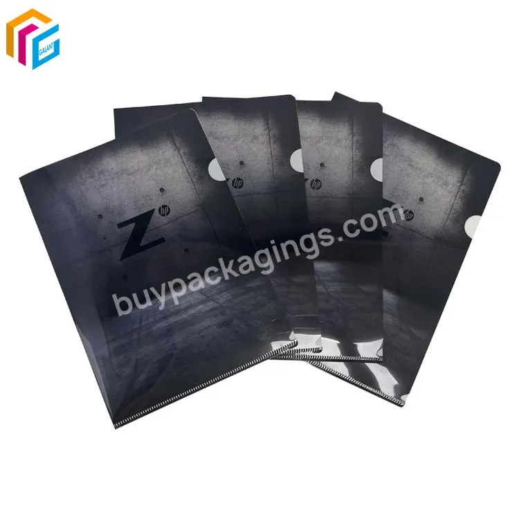 PP Transparent Document Custom Print A4 Plastic School Office Clear L Shape File Folder With Hole Pick