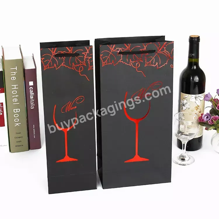 Premium Black Paper Packaging Box Hot Sale Paper Bags For Wine Bottle