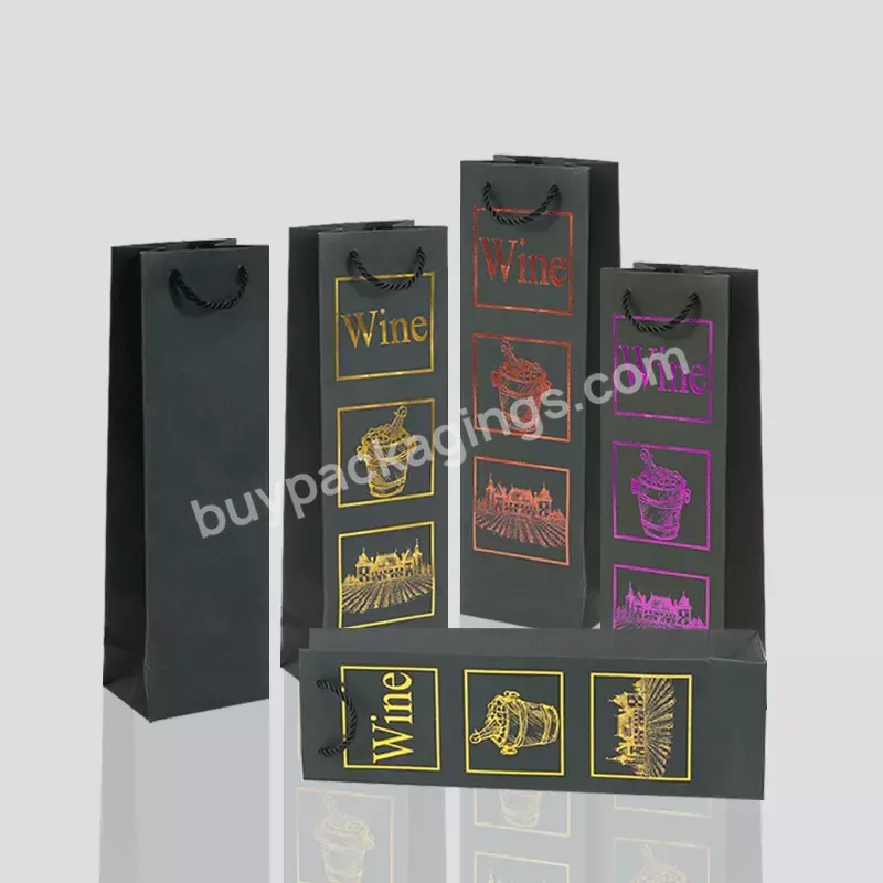 Premium Black Paper Packaging Box Hot Sale Paper Bags For Wine Bottle