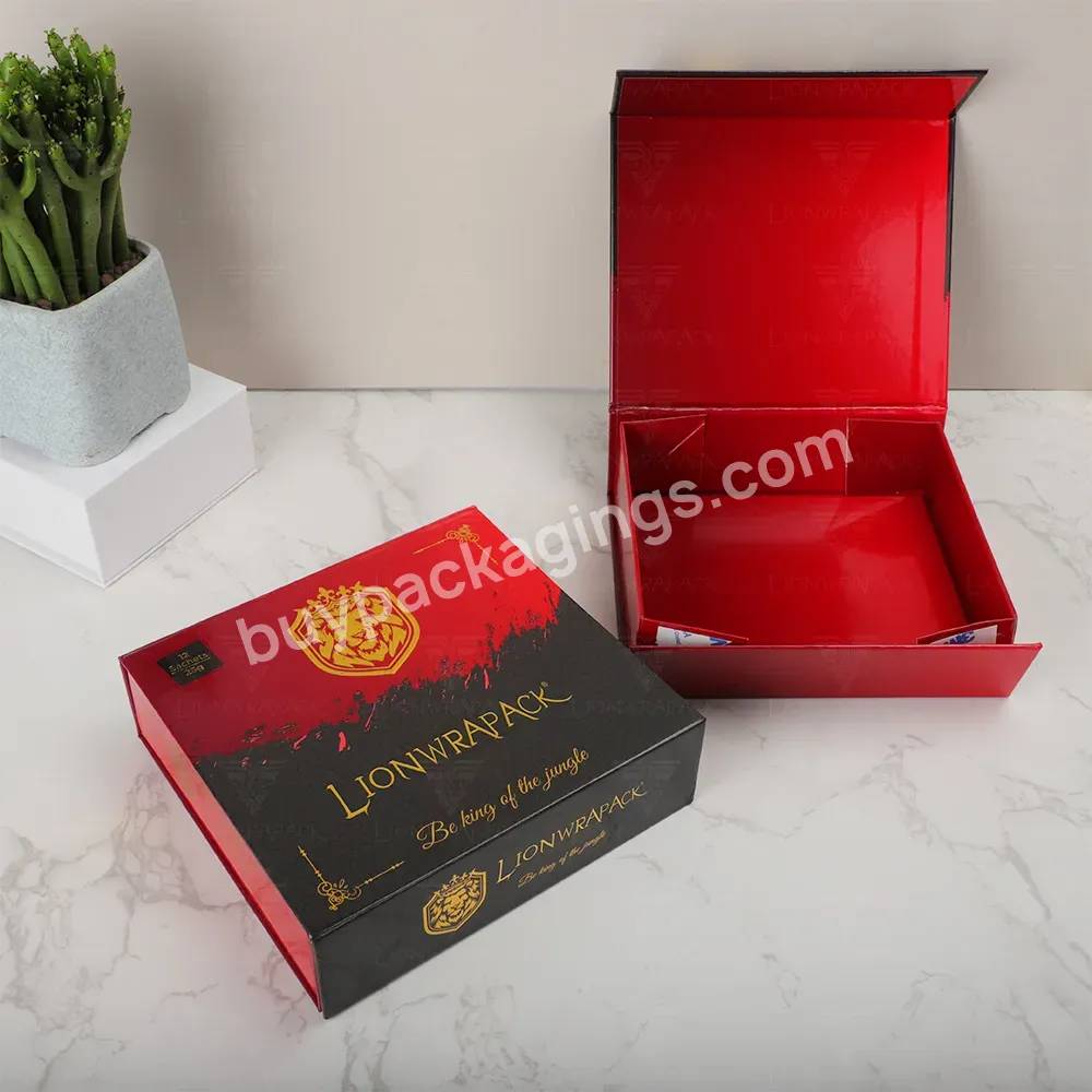 Premium Custom Printing Lion Rigid Folding Paper Box Luxury Gift Packaging Cardboard Box Foldable Magnetic Gift Box