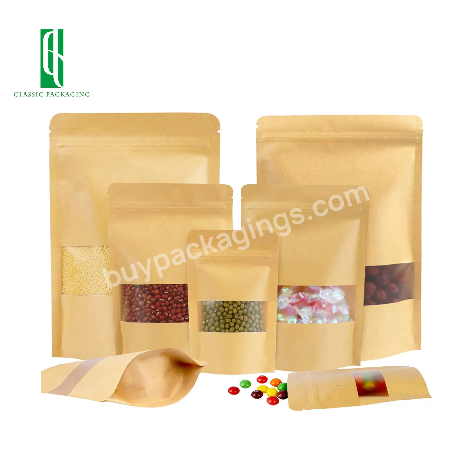 Premium High Quality Eco Friendly Moisture Proof Small Sachet Kraft Paper Bag For Food With Tear Notch