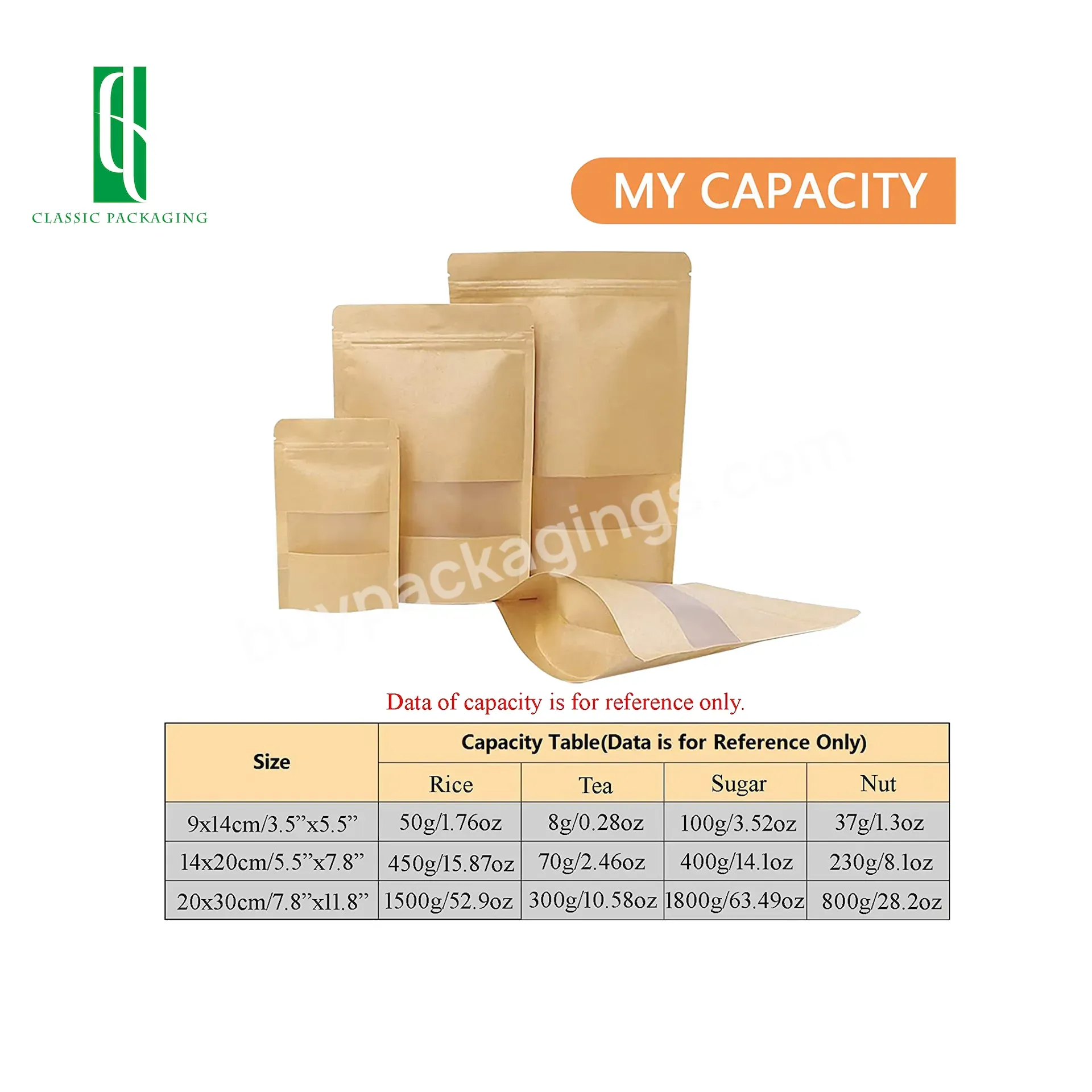 Premium High Quality Eco Friendly Moisture Proof Small Sachet Kraft Paper Bag For Food With Tear Notch