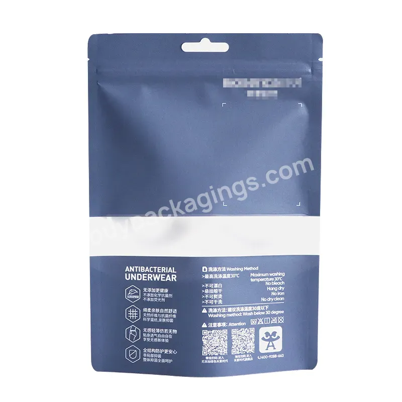 Premium Packing Plastic Clothing Panties Bag Blue Kraft Paper Ziplock Bag Lingerie Bag For Men Women Children Underwear