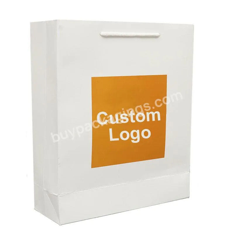 Premium Quality White Shopping Thank You Paper Gift Bags Thank You Bags for Small Business Custom