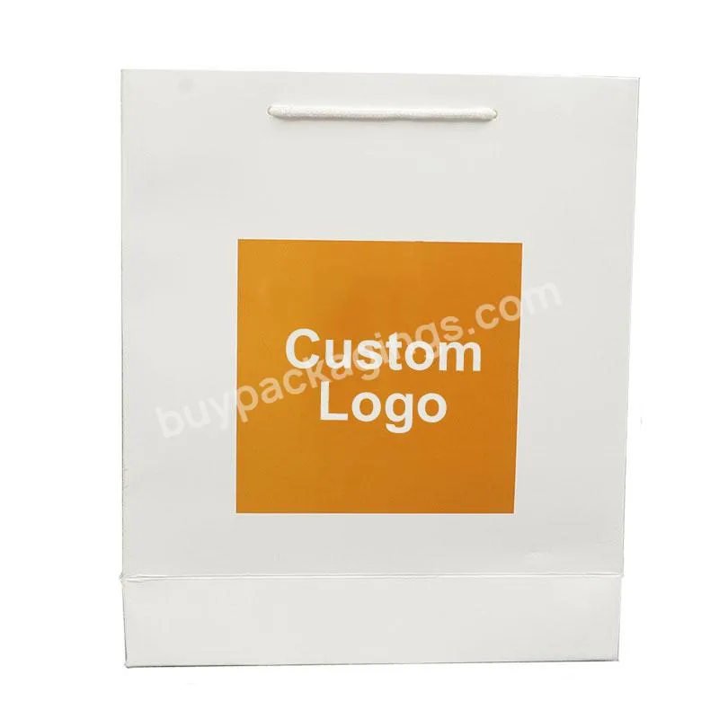 Premium Quality White Shopping Thank You Paper Gift Bags Thank You Bags for Small Business Custom