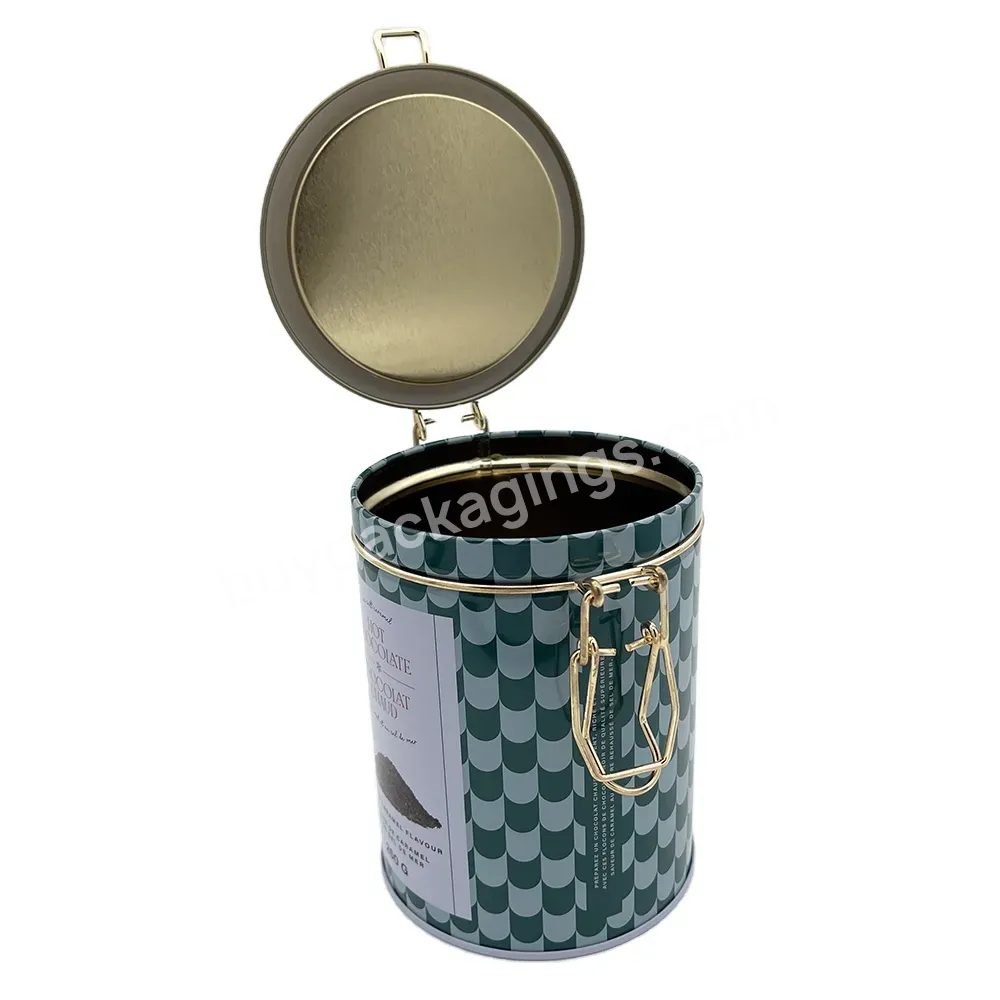 Premium Tin Can With Clip Round Chocolate Candy Tin Can