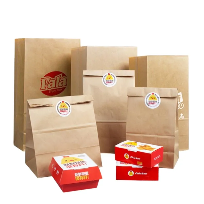 Pretzel Take Out Croissant Takeout Hot Aluminum Foil Paper Bag For Hot Fried Food With Handle