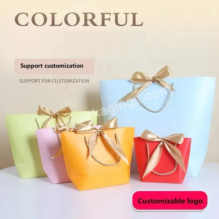 Price Elegant Customized Brand Logo Luxury Shopping White Paper Gift Bags With Ribbon Handles