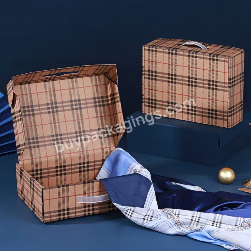 Print Logo Customized Shipping Foldable Cardboard Clothes Packing Boxes With Handle