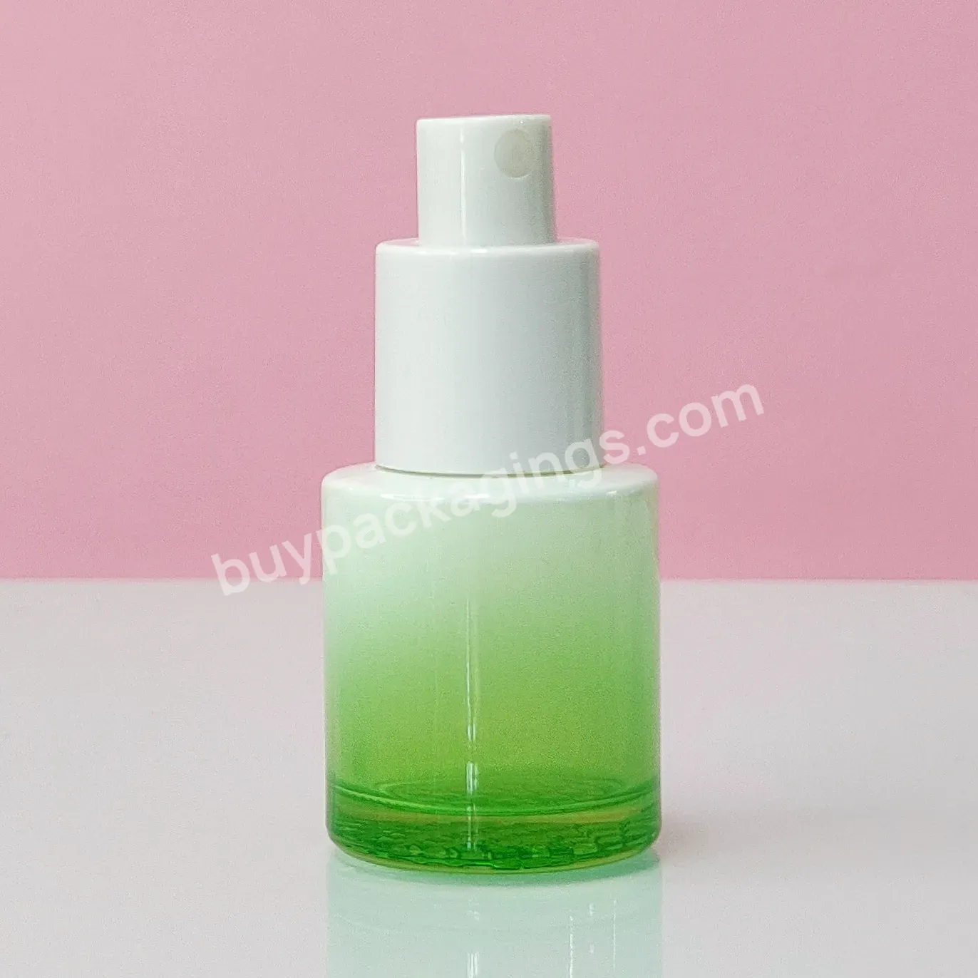 Print Private Label Logo 20ml Gradient Green Manufacturer Produces Oil Cream Lotion Container Glass Bottle