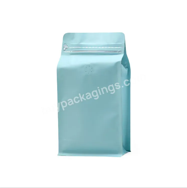 Printed Aluminum Foil Flat Bottom Stand Up 8oz 12 Oz Coffee Bean Bag With Valve