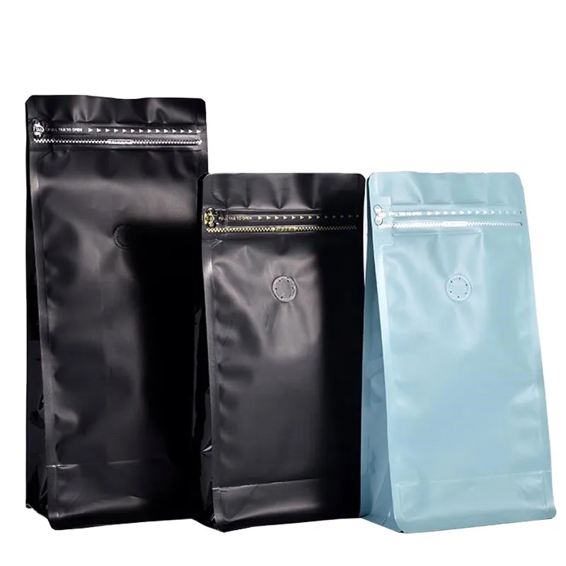 Printed Aluminum Foil Flat Bottom Stand Up Gusset 4 8 Customized Printing & Style 12 oz Custom Design Coffee Bag