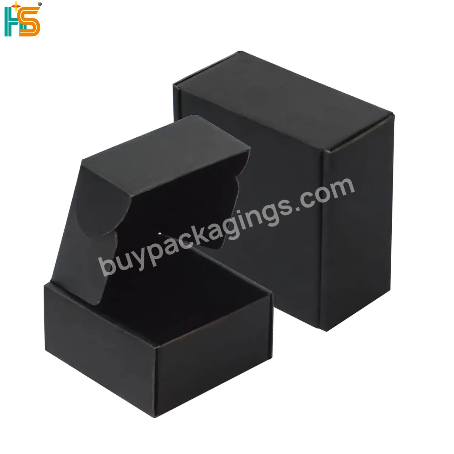 Printed Cardboard Paper Packaging Box Small Black Shipping Custom Logo Corrugated Mailers Box