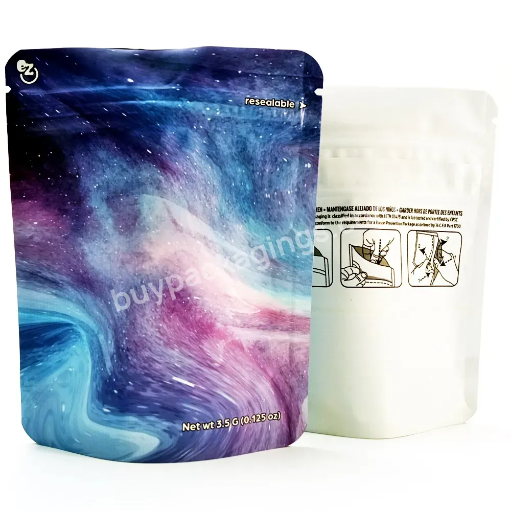 Printed Child Resistant Ziplock Resealable Smell Proof Rounded G Gr Gram 3.5g Custom 3.5 Mylar Bags With Label My Logo