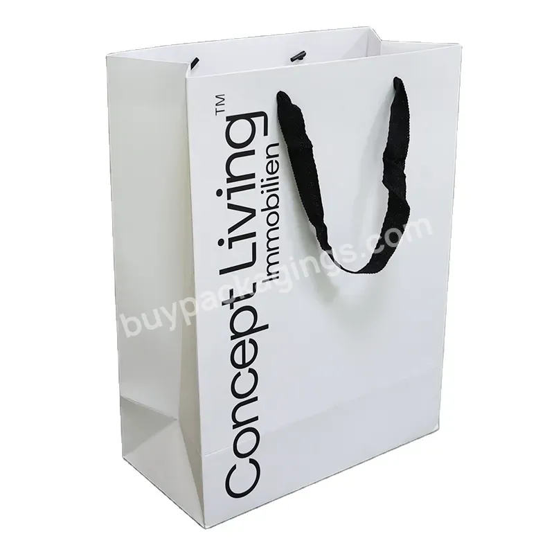 Printed Food Kraft Paper Bags With Handle,Custom White Paper Bag For Clothing