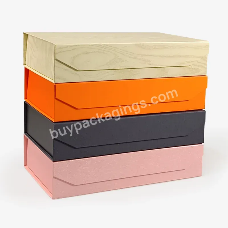 Printed Logo Custom Luxury Magnetic Flat Pack Rigid Cardboard Clothing Shoe Foldable Closure Folding Mift Packaging Paper Box