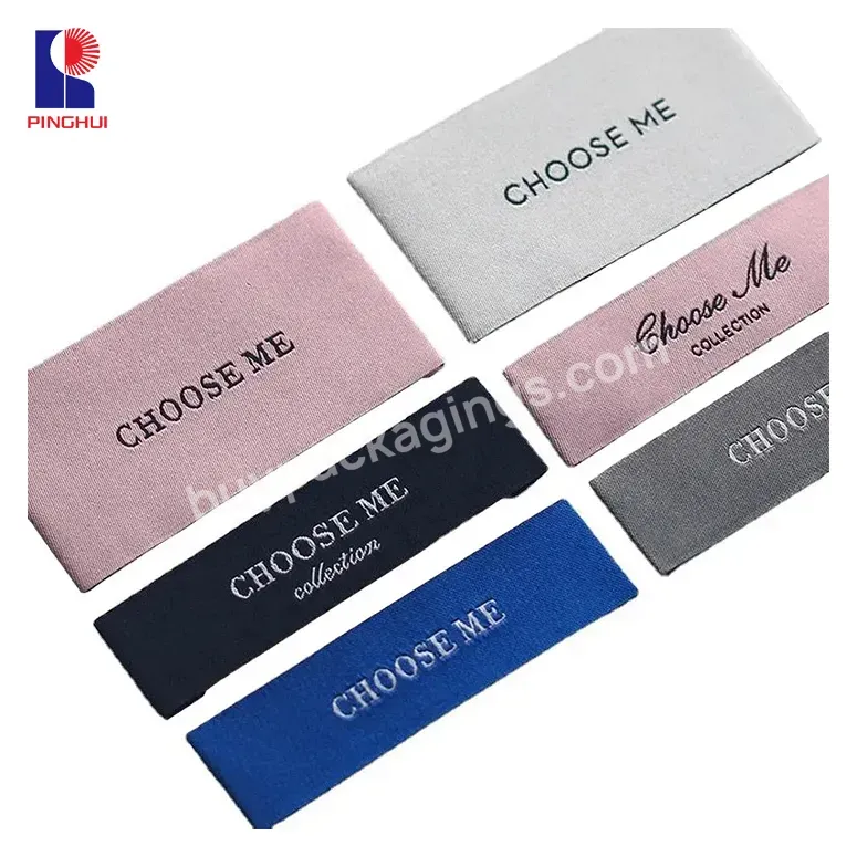 Printed Logo Embroidered Satin Woven Folding Fabric Label Custom