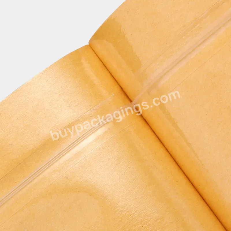 Printed Logo Stand Up Zipper Sealed Food Paper Bags Custom Brown Kraft Paper Bag With Window