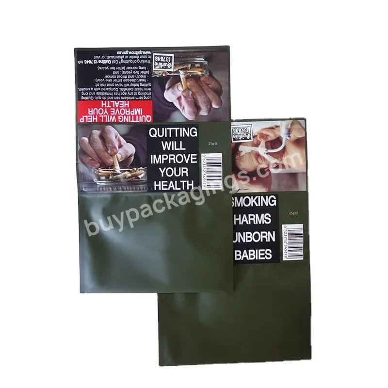 Printed Mylar Packaging Rolling Tobacco Pouches Empty Hand Rolling Tobacco Bag With Zip Lock