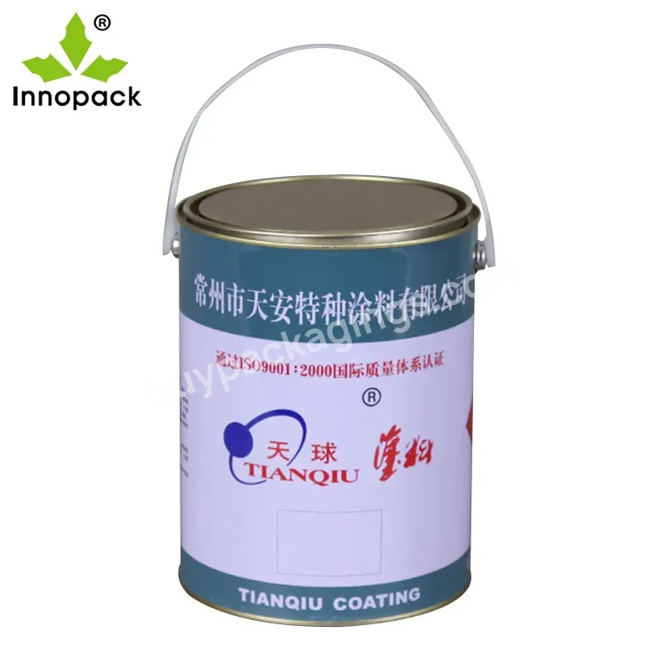 Printed Small 5l Empty Tall Round Tin Paint Can With Plain Lever Lid China Manufacturer