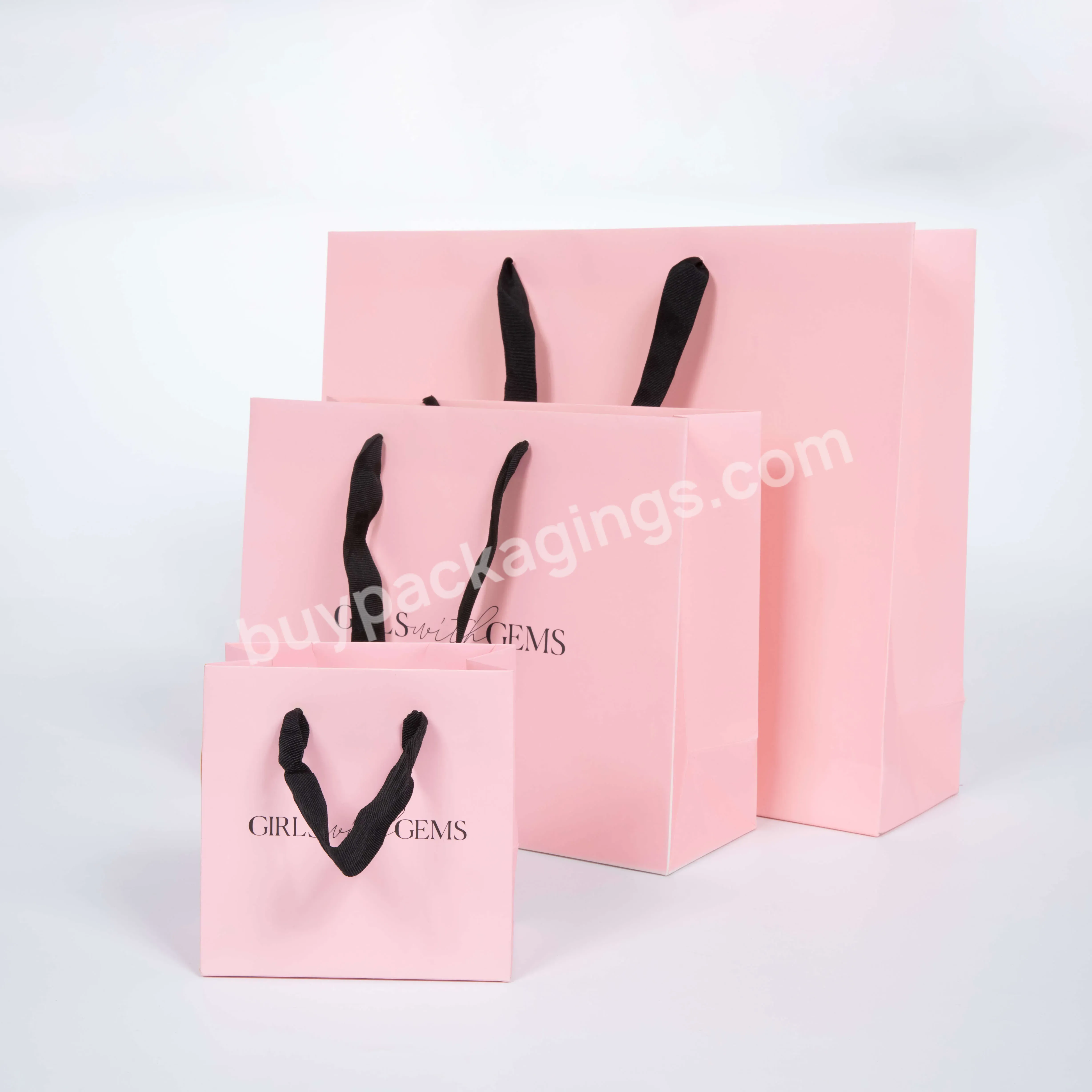 Printed Your Own Logo Packaging White Paper Bag Purchase Loot Bags With Twist Handle