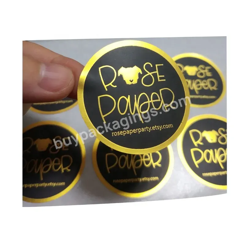 Printing Circle Pe Gold Foil Stickers Personalized Logo Labels Adhesive Bottle Gold Foil Hot Stamping