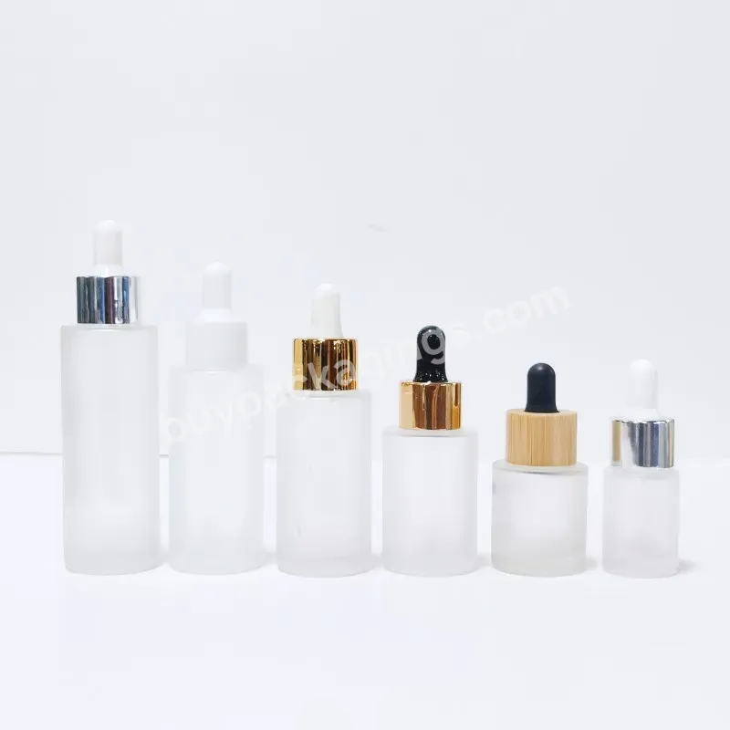 Printing Color Frosted Flat Shoulder Glass Serum Dropper Bottles 10ml 20ml 30ml 40ml 50ml 60ml