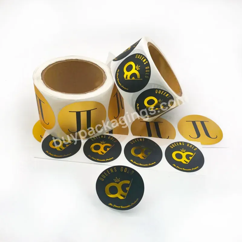 Printing Custom Adhesive Gold Foil Waterproof Stickers Name Labels Roll