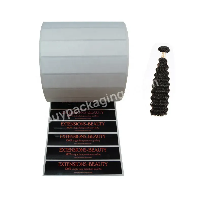 Printing Custom Adhesive Hair Extension Product Packaging Label Sticker For Hair Bundle Wraps