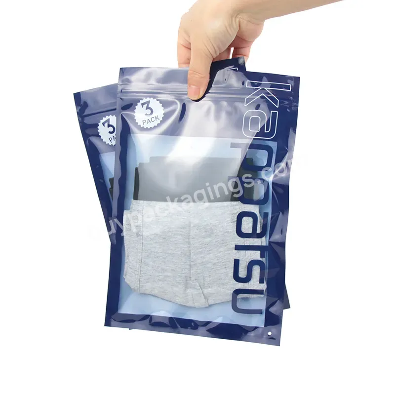 Printing Custom Ziplock Bag Blue Transparent Clear Zip Zipper Plastic Packaging Garment Bag