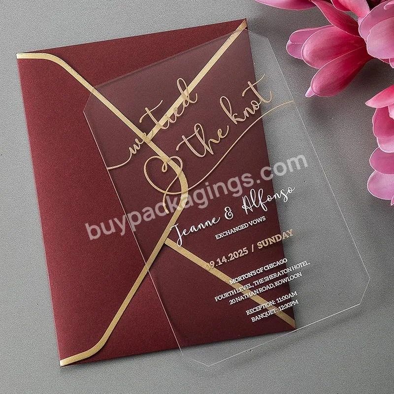 Printing Factory Price Special Gold Mirror Blank Acrylic Invitations Wedding Invitation Card