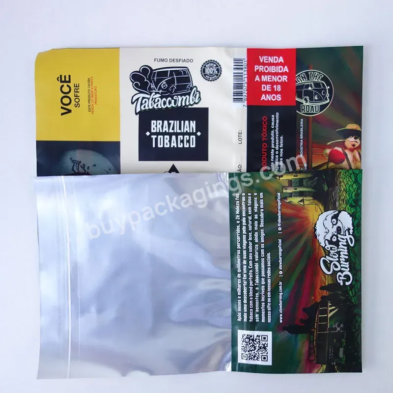 Printing Wholesale Resealable Printed Logo Zipper Sealed Pouches Laminating Plastic Custom Packaging Bag Rolling Tobacco Pouch