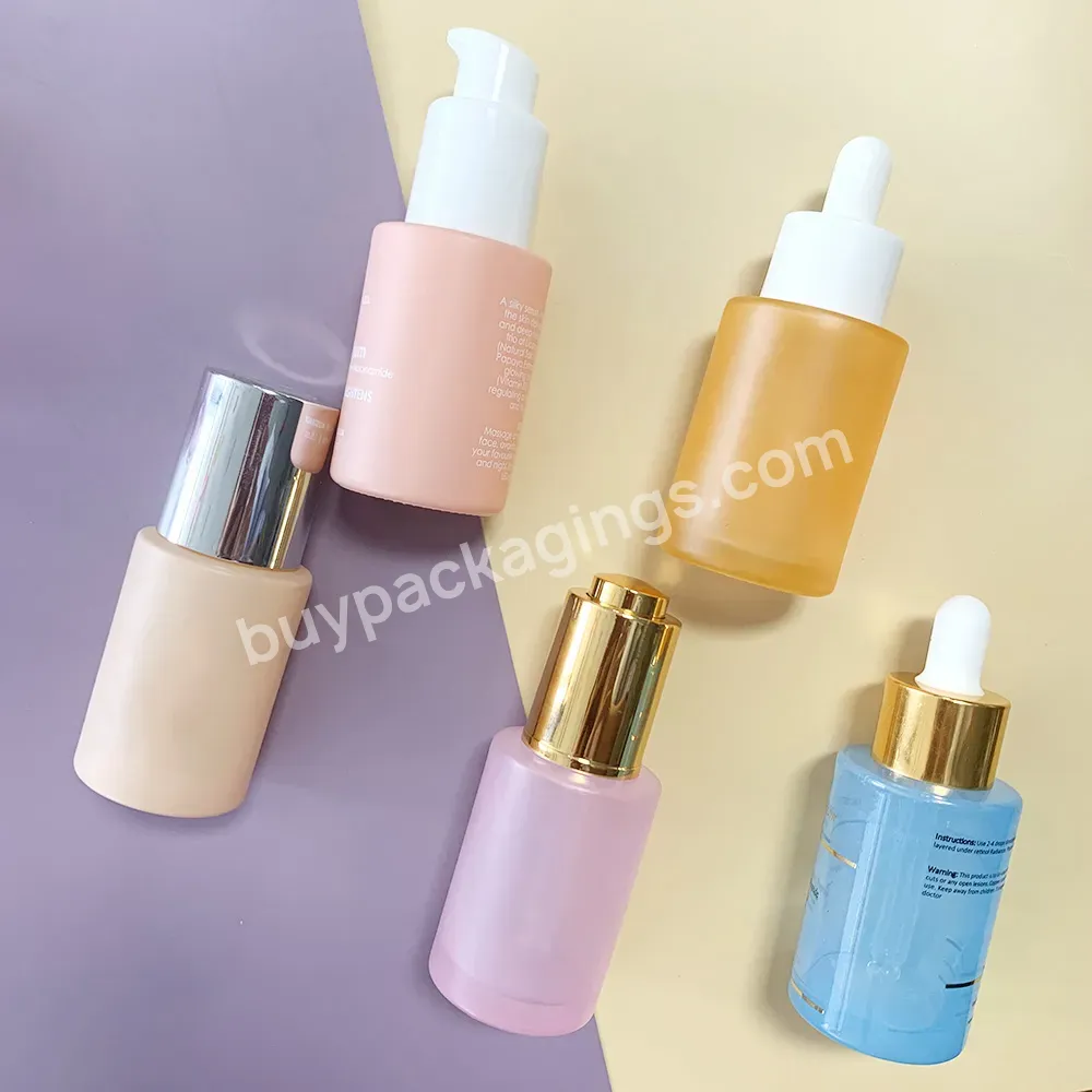 Privare Label Skincare Packaging 30ml 60ml Pink Cosmetic Luxury Glass Essential Oil Serum Dropper Bottle Lotion Pumps Bottles