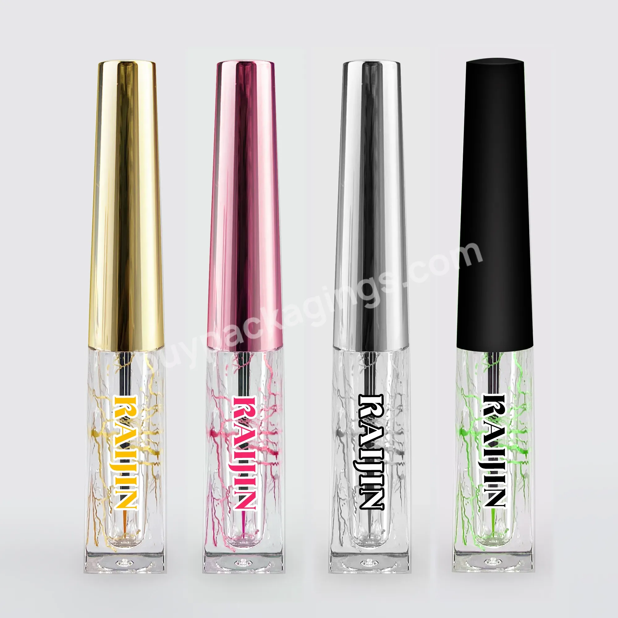 Private Label 3ml Triangle Eyeliner Tubes Mascara Bottle Clear Gold Empty Mascara Tube With Brush