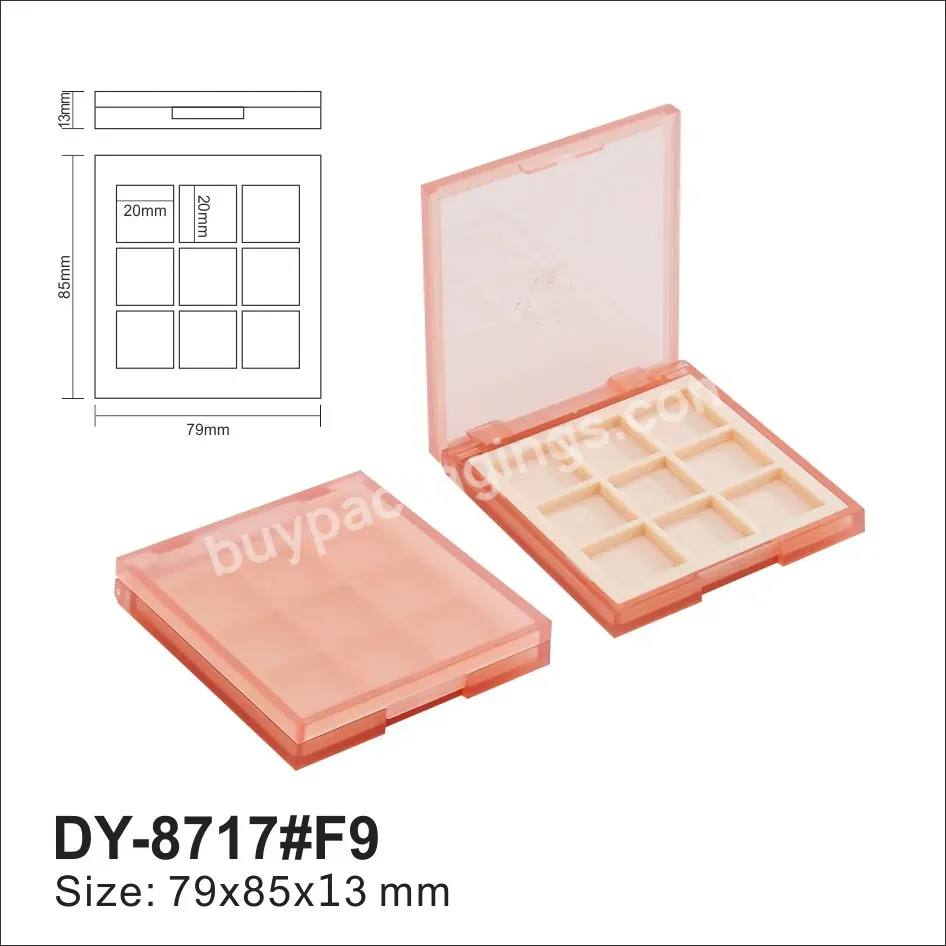 Private Label 8717# Cosmetic Plastic Packaging 9 Color Blusher Highlighter Eyeshadow Container