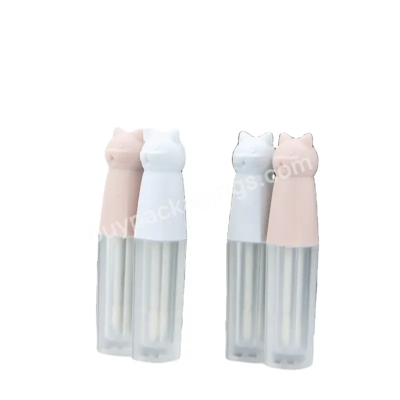 Private Label Custom 3ml Lip Gloss Containers Cute Cat Abs Plastic Lip Gloss Tube