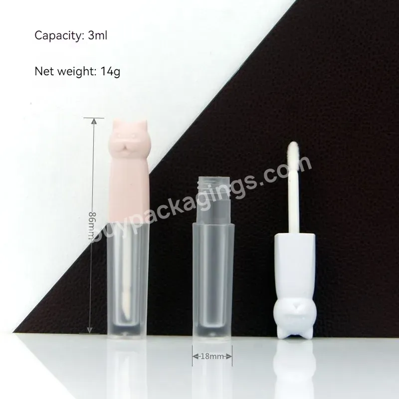 Private Label Custom 3ml Lip Gloss Containers Cute Cat Abs Plastic Lip Gloss Tube