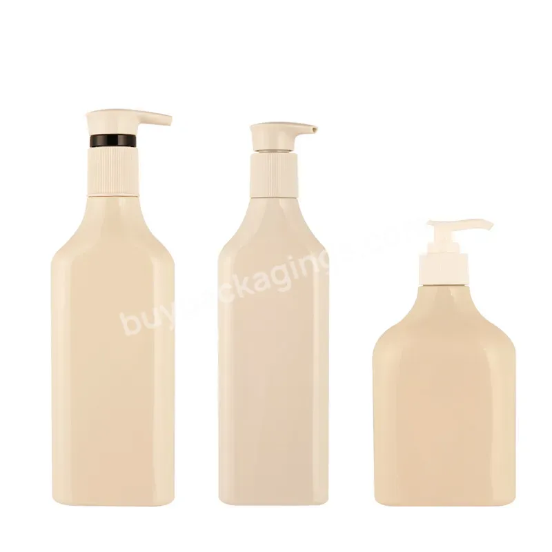 Private Label Custom 500ml 750ml Pet Plastic Cosmetic Bottle Flat Square Shampoo Bottles With Lotion Pump