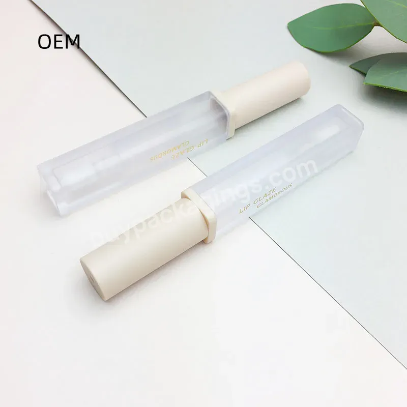 Private Label Custom 5ml Frosted Lip Gloss Containers With Round Cap Plastic Lip Gloss Tube