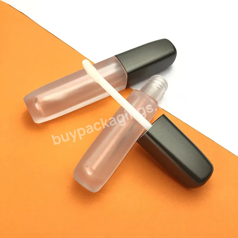 Private Label Custom 5ml Square Frosted Lip Gloss Containers With Plastic Lip Gloss Tube