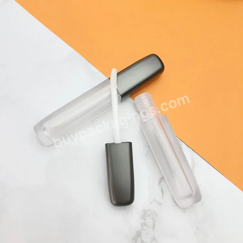 Private Label Custom 5ml Square Frosted Lip Gloss Containers With Plastic Lip Gloss Tube