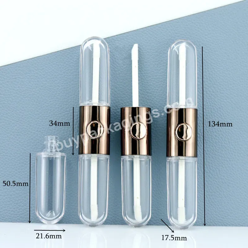 Private Label Custom 6ml Diamond Lip Gloss Containers Double Headed Oblate Abs Plastic Lip Gloss Tube